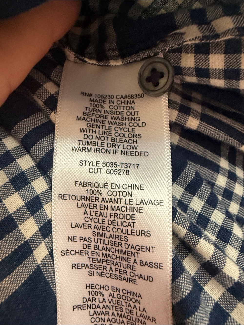Soft Joie Wonen’s Navy and White Plaid Button-Down Shirt - Picture 3 of 7